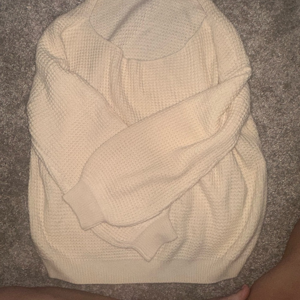 Byegreis Cream Open Neck Knit Sweater - Picture 7 of 7